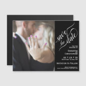 2 Pane Photo Wedding Sla de datum op Zwarte magnee (Voorkant / Achterkant)