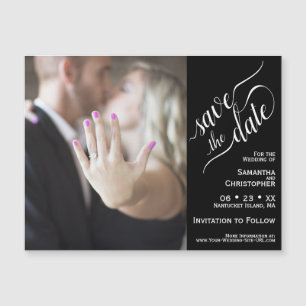 2 Pane Photo Wedding Sla de datum op Zwarte magnee