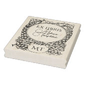 2 pauwen omringen potplant Ex Libris Naam Rubberstempel (Stempel)