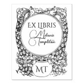 2 pauwen omringen potplant Ex Libris naam Rubberstempel (Afrduk)