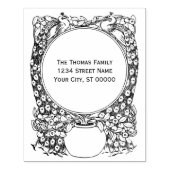 2 Pauwen rond een potplant Naam Adres Rubberstempel (Afrduk)