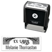 2 Pauwenveren Art Nouveau Ex Libris Bibliotheek Zelfinktende Stempel (In situ)