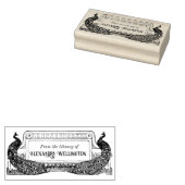 2 Peacocks Ingelijste Art Nouveau Bibliotheek Boek Rubberstempel (Gestempeld)