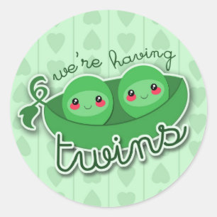 2 PEAS in een POD TWINS-sticker Ronde Sticker