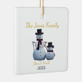  2 persoons Familie Sneeuwmannen Keramisch Ornament (Rechts)