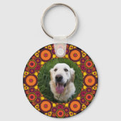 2 Pet-foto's op kleurrijke patroonSleutelhanger Sleutelhanger (Achterkant)