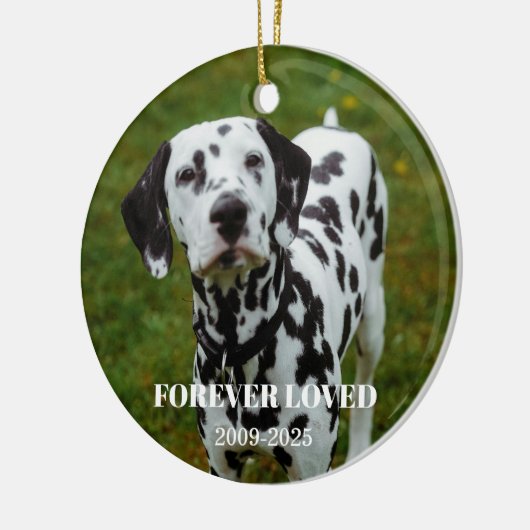 2 Pet Photo & Free Text Personalized Memorial Keramisch Ornament (Links)