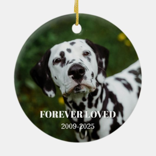 2 Pet Photo & Free Text Personalized Memorial Keramisch Ornament (Achterkant)