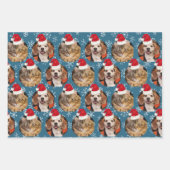 2 Pet Photo Santa Hat op Head Blue Blauwgroen Wrap Inpakpapier Vel (Voorkant 3)