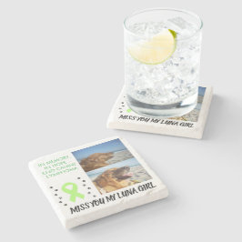 2 Pet Photo Tribute with Awareness Ribbon Stenen Onderzetter