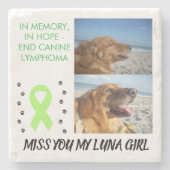 2 Pet Photo Tribute with Awareness Ribbon Stenen Onderzetter (Voorkant)