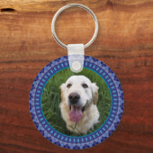 2 Pet Photos Blue Pattern Sleutelhanger (Achterkant)
