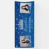 2 Photo Birthday Silver and Royal Blue Quinceanera Spandoek (Verticaal)