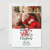 2 Photo Candy Cane Baby 1st Christmas Feestdagenkaart (Voorkant)