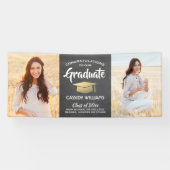 2 Photo Chalkboard Black Gold Afstuderen Spandoek (Horizontaal)