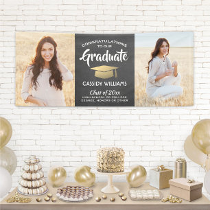 2 Photo Chalkboard Black Gold Afstuderen Spandoek