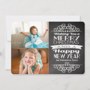 2-Photo Chalkboard  kerstfeest Feestdagenkaart