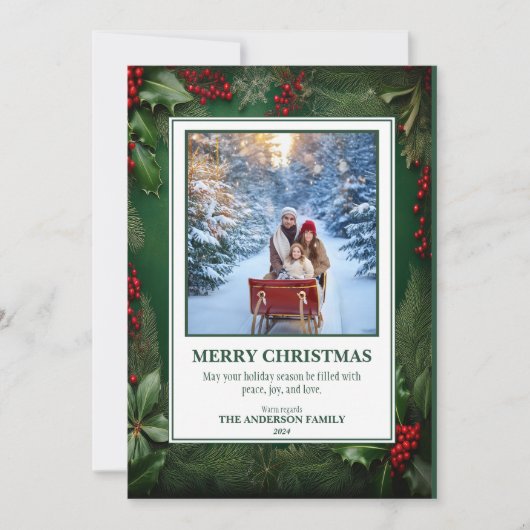 2 Photo Christmas Foliage Holiday Card Feestdagenkaart (Voorkant)