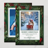 2 Photo Christmas Foliage Holiday Card Feestdagenkaart (Voorkant / Achterkant)