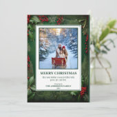 2 Photo Christmas Foliage Holiday Card Feestdagenkaart (Staand voorkant)