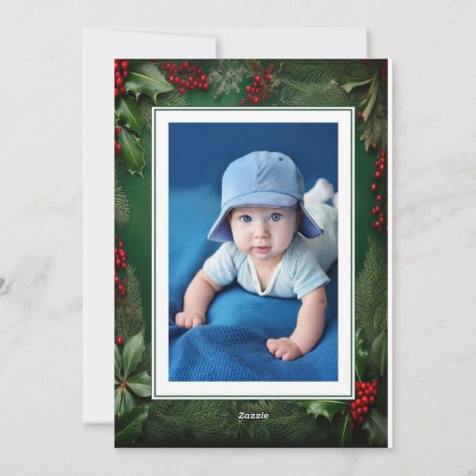 2 Photo Christmas Foliage Holiday Card Feestdagenkaart (Achterkant)