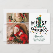 2 Photo Christmas Tree Lights First Christmas Feestdagenkaart (Voorkant)