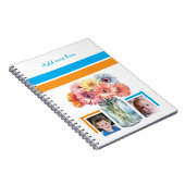 2 photo custom text flowers blue orange notitieboek (Rechterzijde)