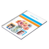 2 photo custom text flowers blue orange notitieboek (Linkerzijde)