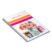 2 photo custom text flowers pink orange notitieboek (Rechterzijde)