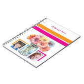2 photo custom text flowers pink orange notitieboek (Linkerzijde)