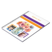 2 photo custom text flowers purple orange notitieboek (Linkerzijde)