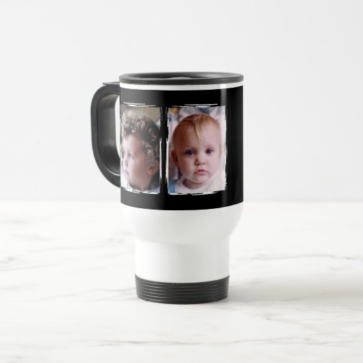 2 photo custom text white black reisbeker (Voorkant links)