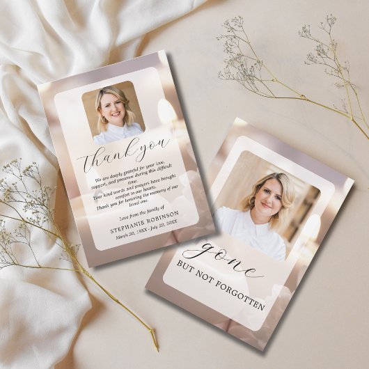 2 Photo Elegant Modern Funeral Sympathy Memorial Bedankkaart