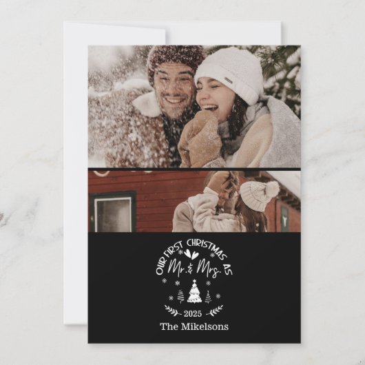 2 Photo First Christmas as Mr. & Mrs Feestdagenkaart (Voorkant)