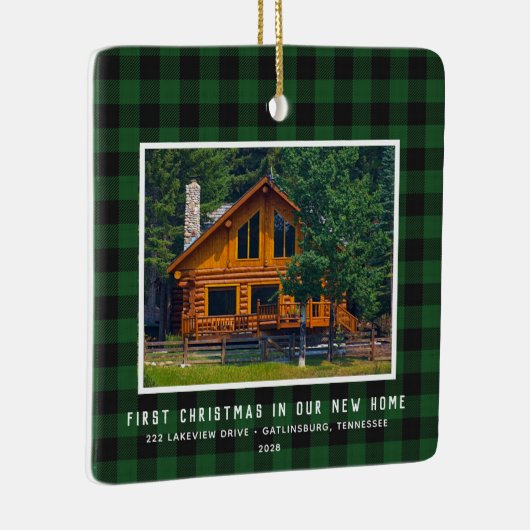 2 Photo First Xmas New Home Rustic Keramisch Ornament (Rechts)