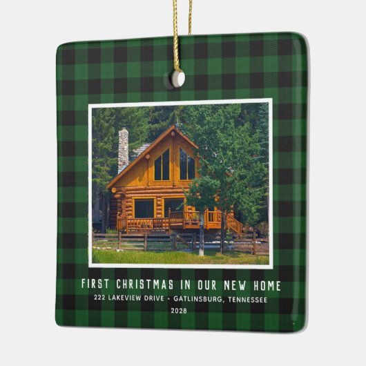 2 Photo First Xmas New Home Rustic Keramisch Ornament (Links)