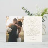 2 Photo Gallery QR Code Ivory & Gold Shell Wedding Bedankkaart (Staand voorkant)