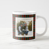 2 Photo Green Red Plaid Monogram Rustic Christmas Grote Koffiekop (Rechts)