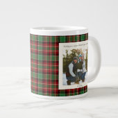 2 Photo Green Red Plaid Rustic Monogram Christmas Grote Koffiekop (Voorkant rechts)