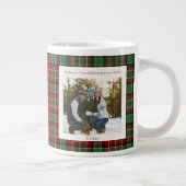2 Photo Green Red Plaid Rustic Monogram Christmas Grote Koffiekop (Rechts)
