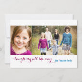 2 Photo Holiday Card in alle richtingen lachen Feestdagenkaart (Voorkant)