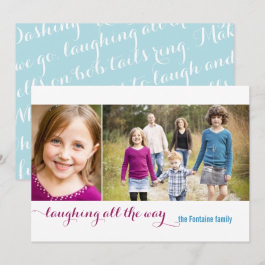 2 Photo Holiday Card in alle richtingen lachen Feestdagenkaart (Voorkant / Achterkant)