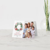 2 PHOTO Holly Berry Wreate kerstgroet Feestdagen Kaart (Voorkant)