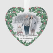 2 Photo Holly Greenery Wreath Merry Christmas Ornament (achterkant)