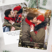 2 PHOTO Merry Christmas Gold Sparkle Greeting Feestdagenkaart