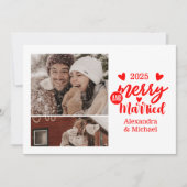 2 Photo Minimialist Merry and Married Feestdagenkaart (Voorkant)