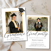 2 Photo Modern Calligraphy Script Graduation Party Kaart