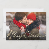 2 PHOTO Modern gouden kerstgroet Feestdagenkaart (Voorkant)