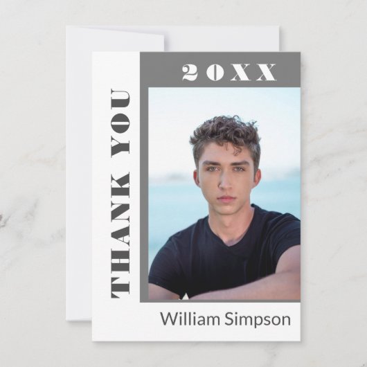 2 PHOTO Moderne, eenvoudige minimalistische Afstud Bedankkaart (Voorkant)