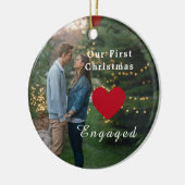2 Photo Our First Christmas Engaged heart /custom Keramisch Ornament (Links)
